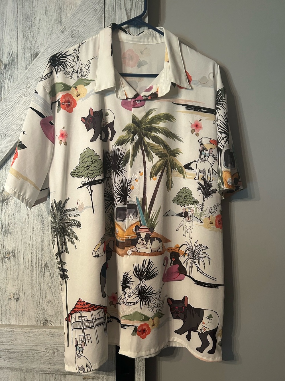 Super cool mens tropical french bulldog shirt size 2x